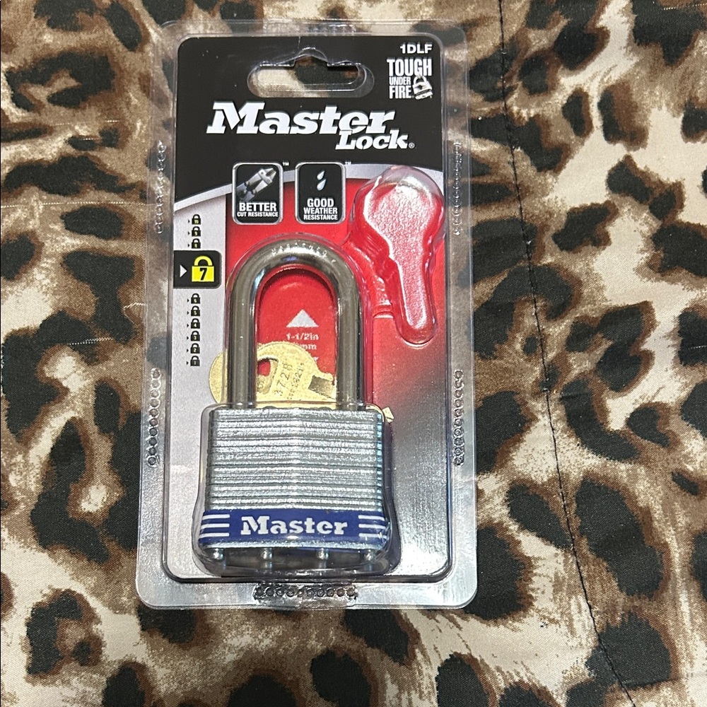 Steel Padlock with Keys - Silver and Red
